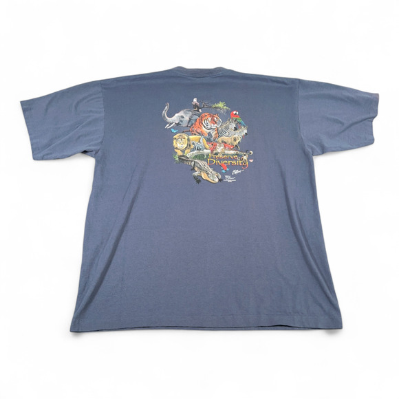 Vintage Bear Cub Shirt Adult EXTRA LARGE Blue Nature Diversity Art USA Made Y2K - Picture 4 of 10